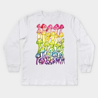 Doodle Mushrooms Kids Long Sleeve T-Shirt